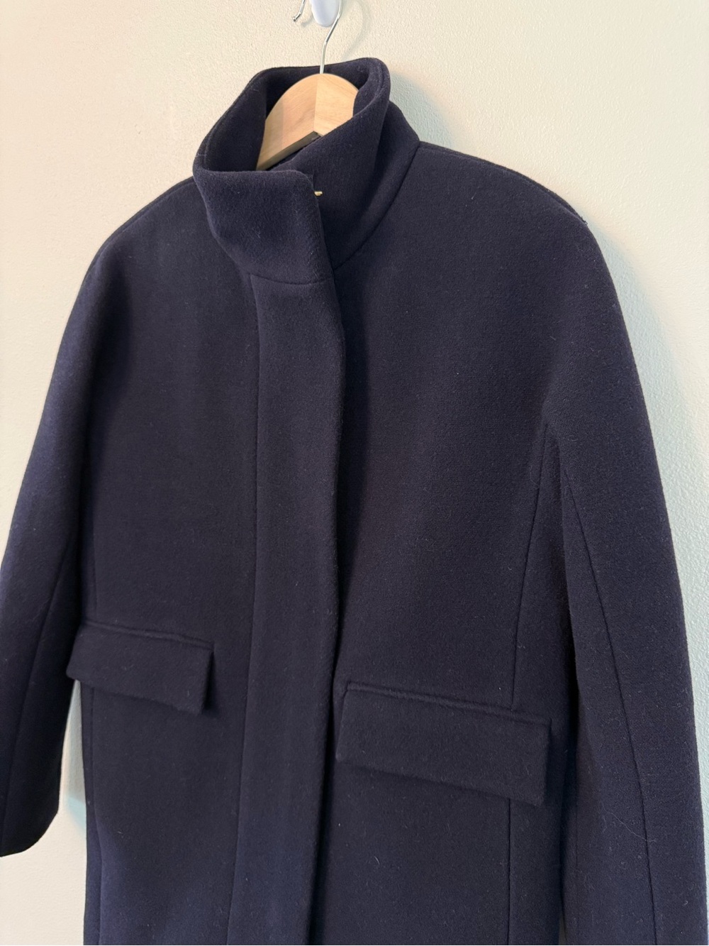 J. Crew Navy Stadium Cloth Cocoon Coat Italian Wool Nello Gori Size 00 - Picture 4 of 9